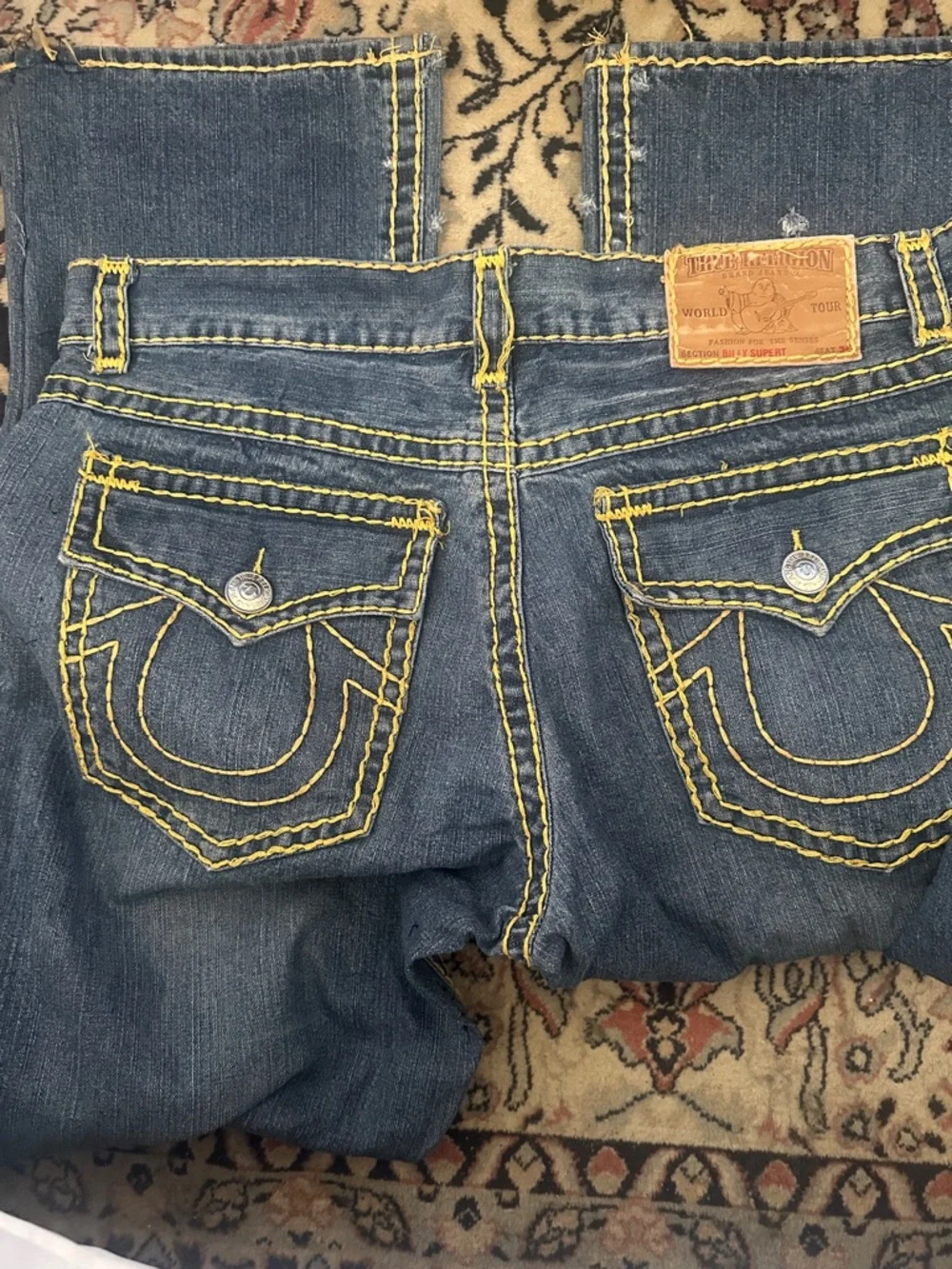True Religion Billy Super Medium Blue Bootcut Thick Stitch Men’s Jeans Size 38